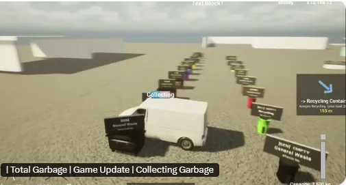 Rows of different garbage types laid out beside a road in Total Garbage.